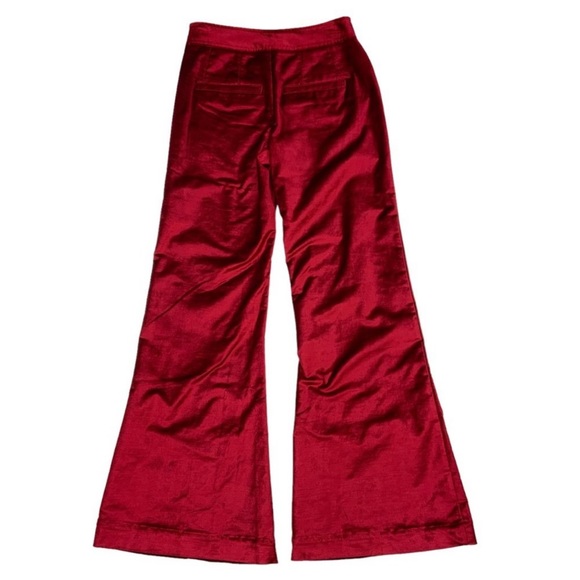 Free People Walk With You Velvet High Rise Trousers in Cherry Juice Size 14 - Picture 6 of 14